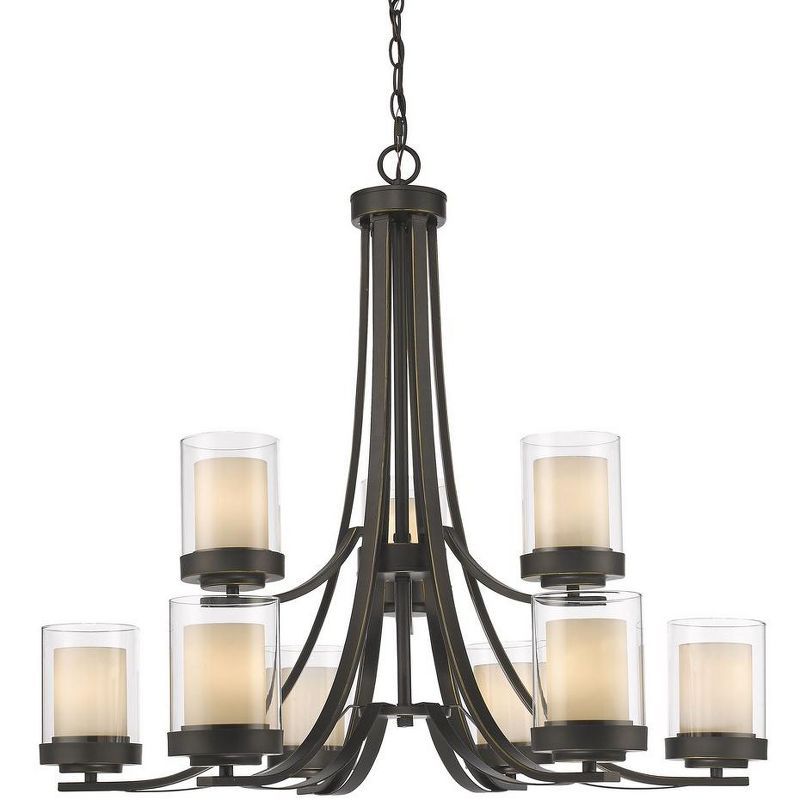 Olde Bronze 9-Light Chandelier with Glass Shades