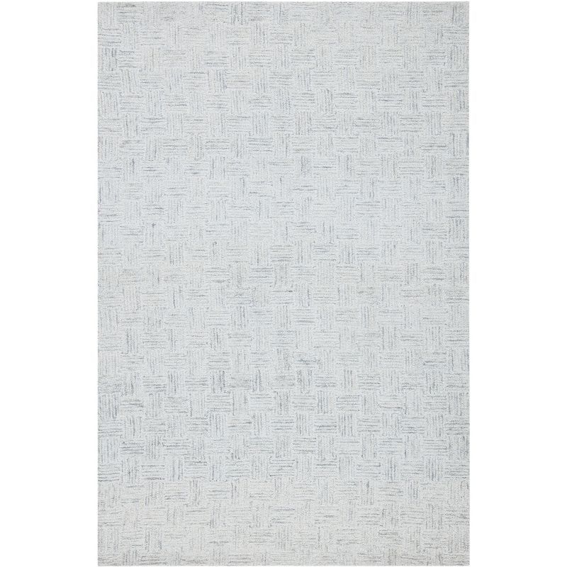 Ivory and Light Grey Hand-Tufted Wool Area Rug, 4' x 6'