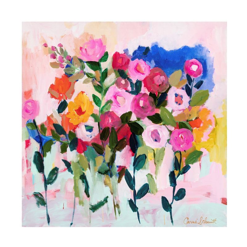 Colorful Floral Mixed Media Botanical Canvas Art 24x24