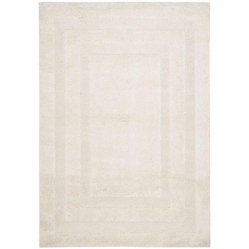 White Rectangular 6' x 9' Shag Synthetic Area Rug