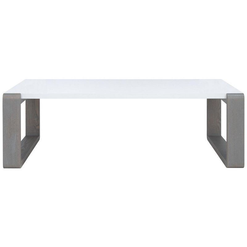 White and Grey Lacquered Wood Rectangular Coffee Table