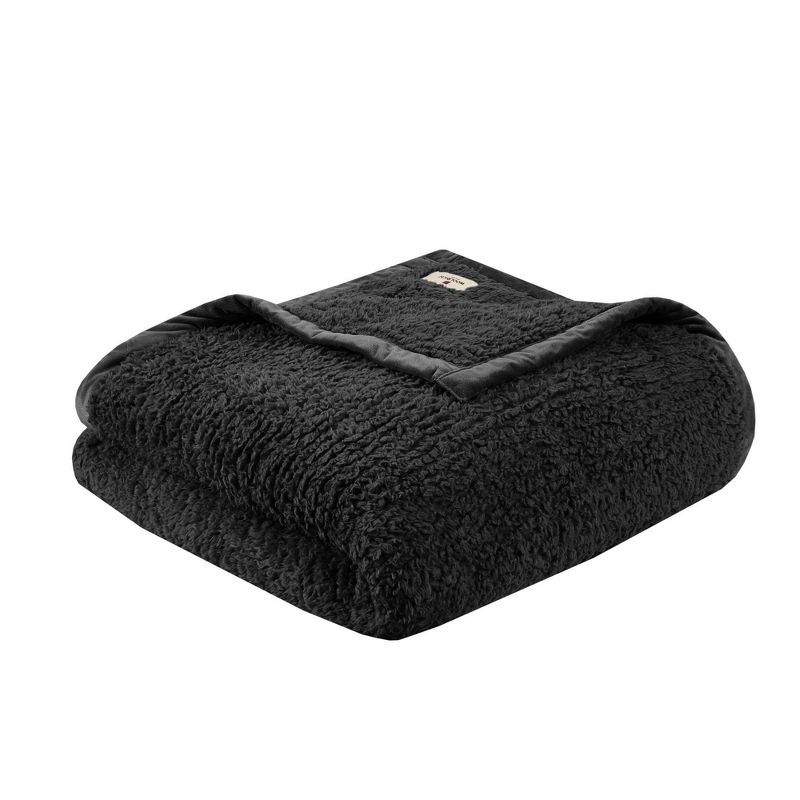 Full Black Fleece Sherpa Reversible Blanket