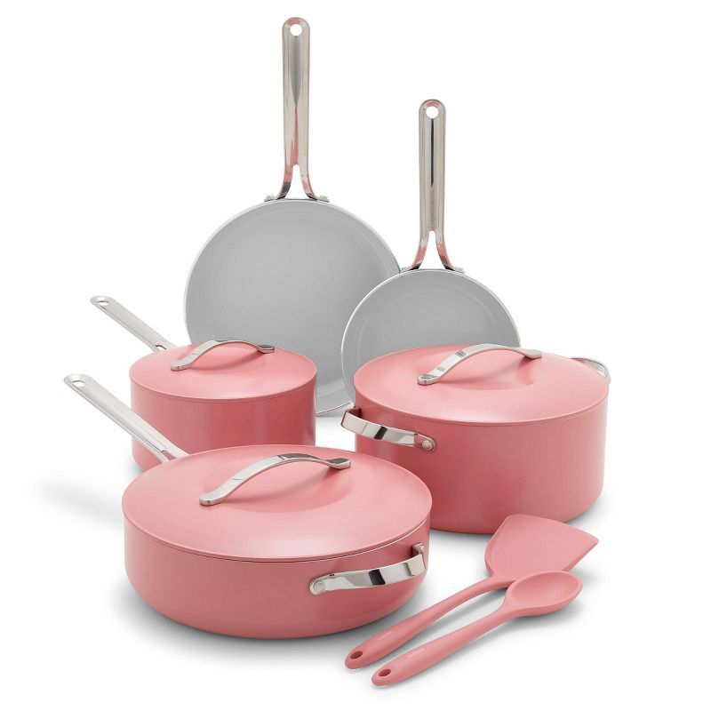 Coral 10-Piece Nonstick Aluminum Cookware Set with Stainless Steel Handles