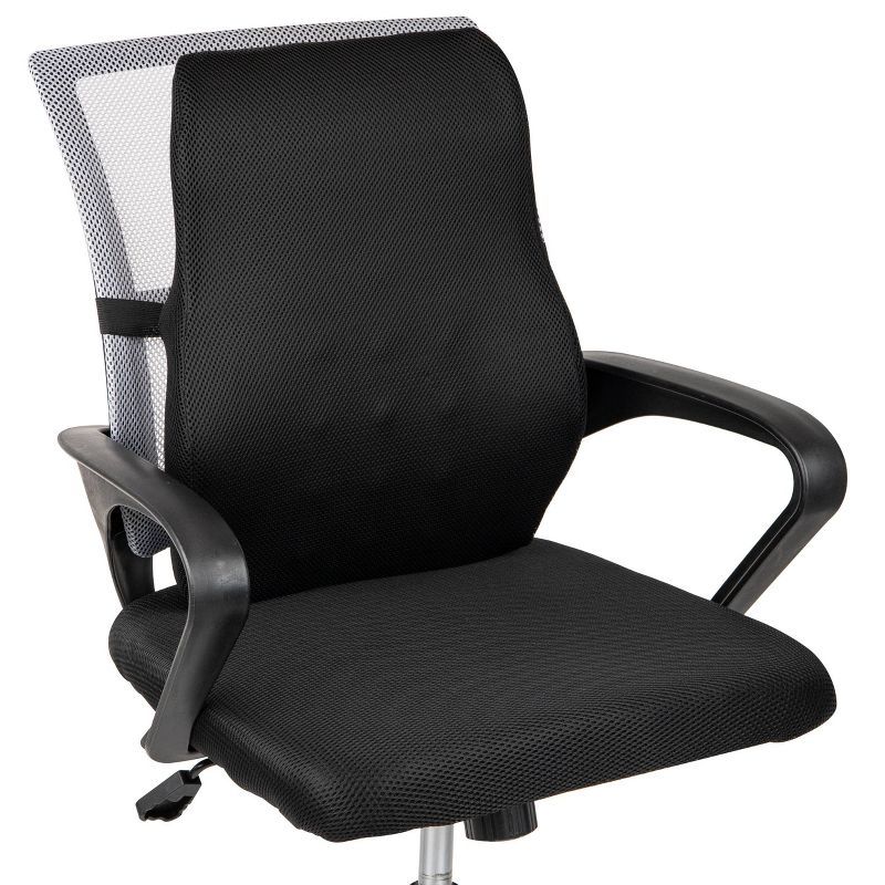 Black Ergonomic Memory Foam Office Chair Back Cushion