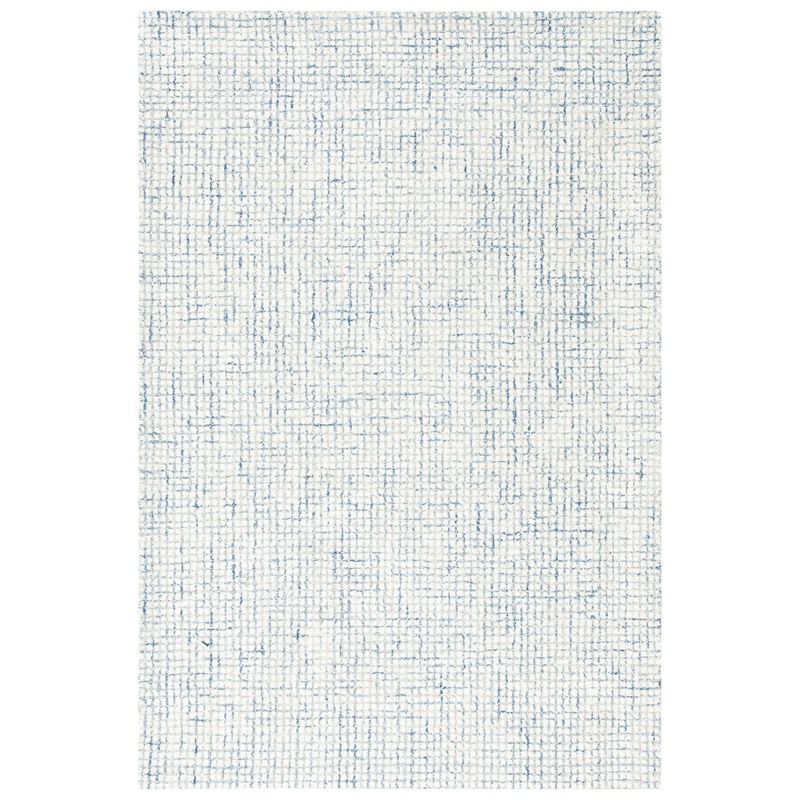 Handmade Blue and Ivory Abstract Wool Area Rug