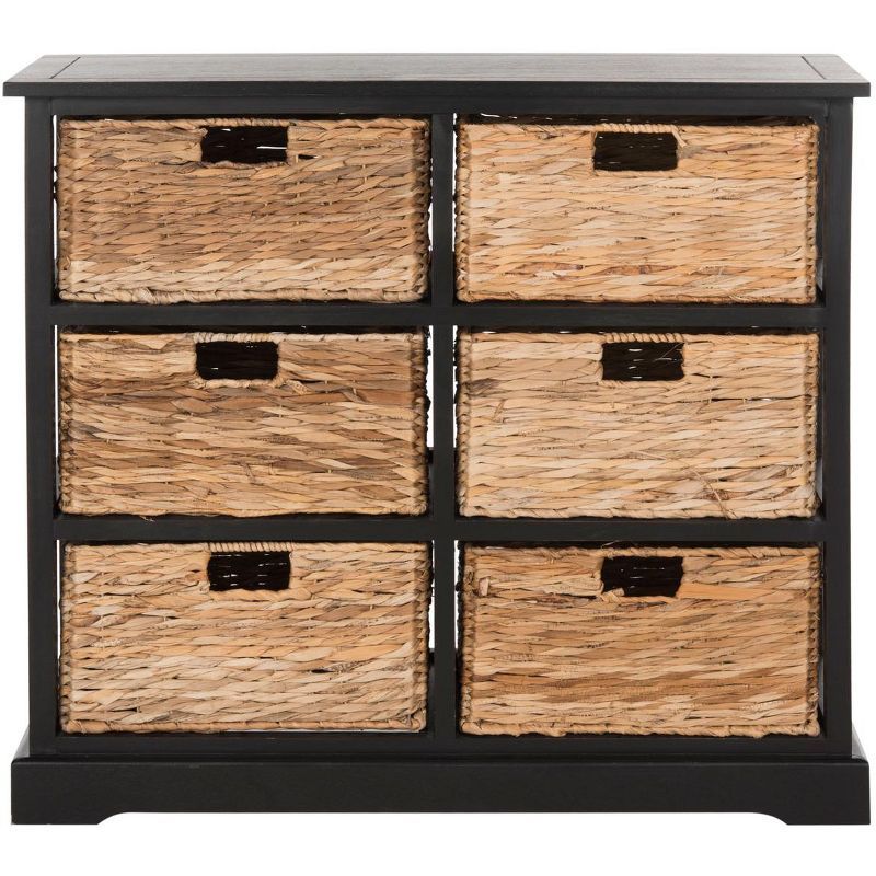 Keenan Transitional 6-Drawer Wicker Basket Storage Chest in Gray