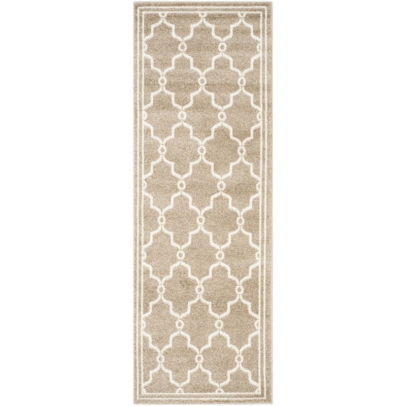 Reversible Wheat & Beige Synthetic Geometric Runner Rug 2'3" x 9'