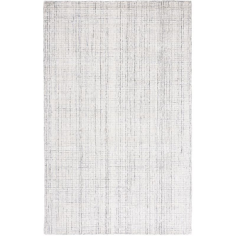 Handmade Tufted White Abstract Wool Viscose 6' x 9' Rug