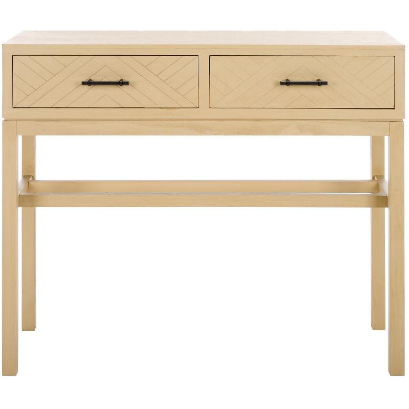 Ajana Natural Wood and Metal 2-Drawer Console Table