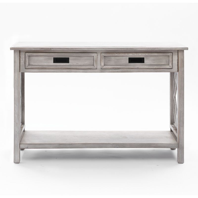 Gray Wood Console Table with Storage and Shelf