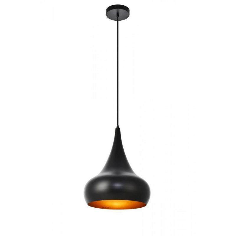 Matte Black Aluminum Pendant Light with Copper Interior