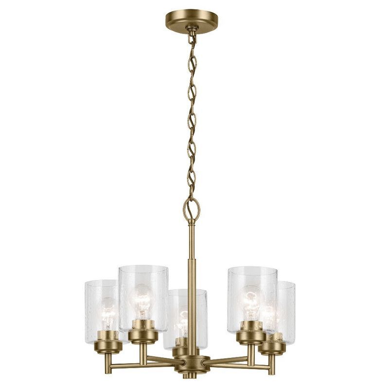 Winslow Natural Brass Mini Chandelier with Clear Seeded Glass Shades