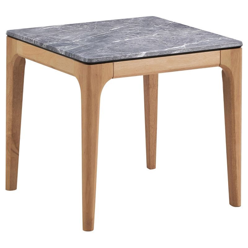 Polaris Square End Table with Faux Marble Top and Light Oak Base