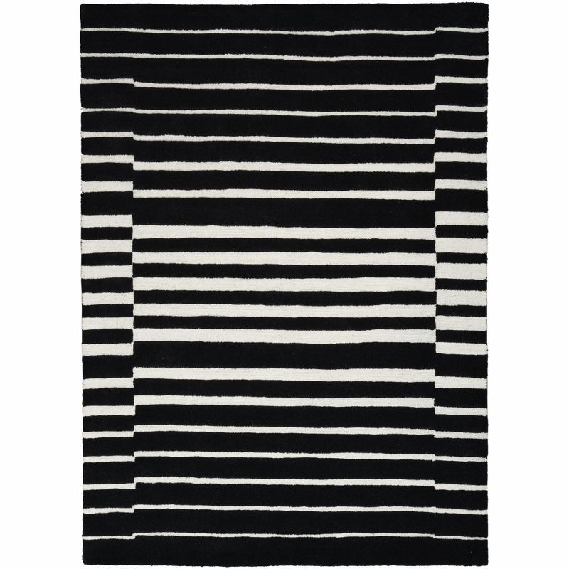 Modern Edge Black Ivory 5' x 7' Hand-Tufted Wool Area Rug