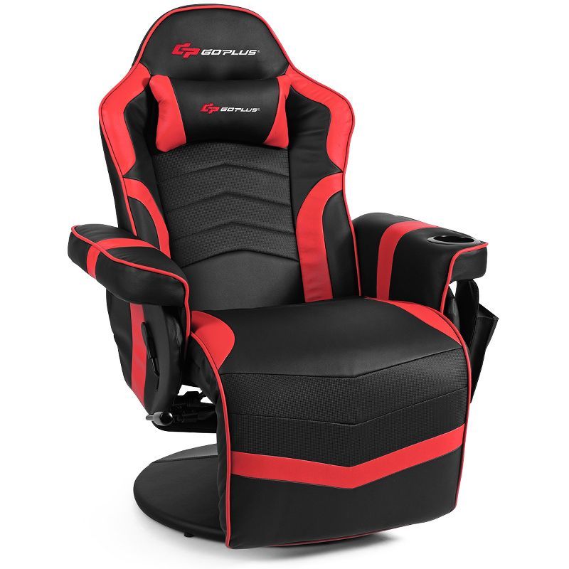 Red and Black Ergonomic High Back Massage Gaming Chair with Pillow