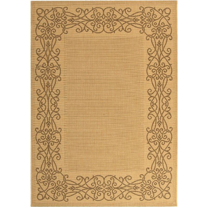 Natural Brown Rectangular Synthetic Indoor/Outdoor Rug