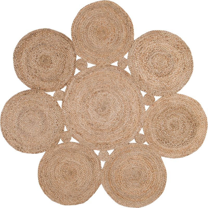 Braided Geometric Handmade Jute 4' Round Area Rug