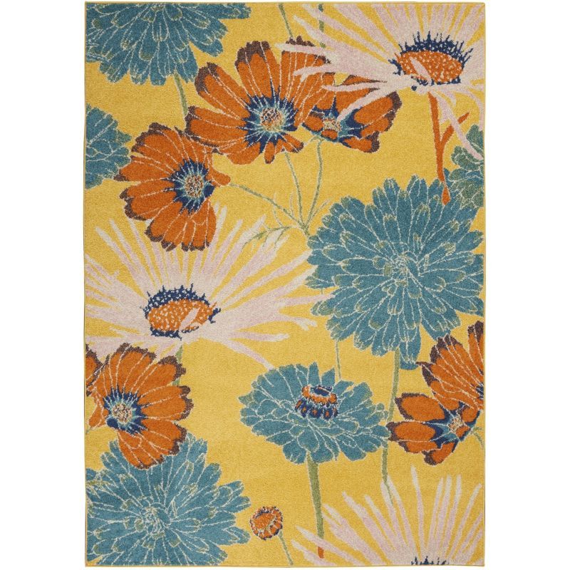 Allur Sunshine Floral 4' x 6' Synthetic Easy-Care Area Rug