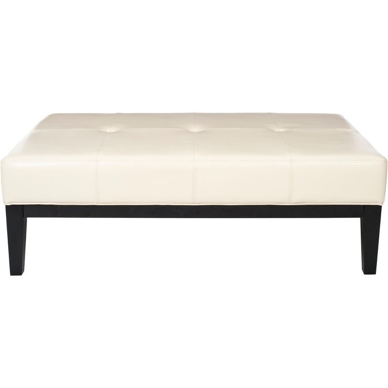 Elegant White Tufted 48" Transitional Cocktail Ottoman