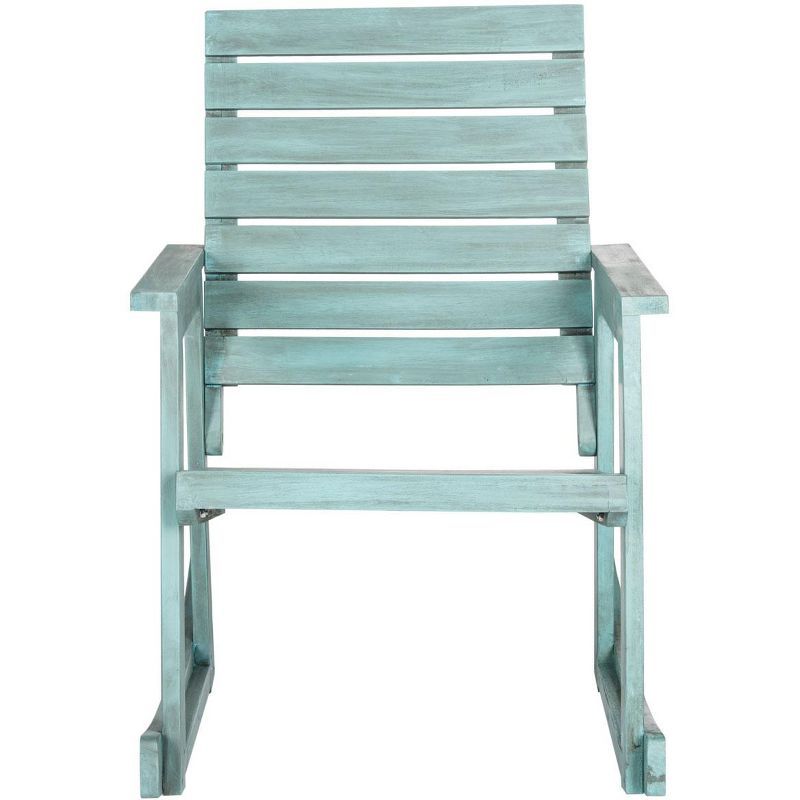 Coastal Blue Acacia Wood Rocking Chair with Arms