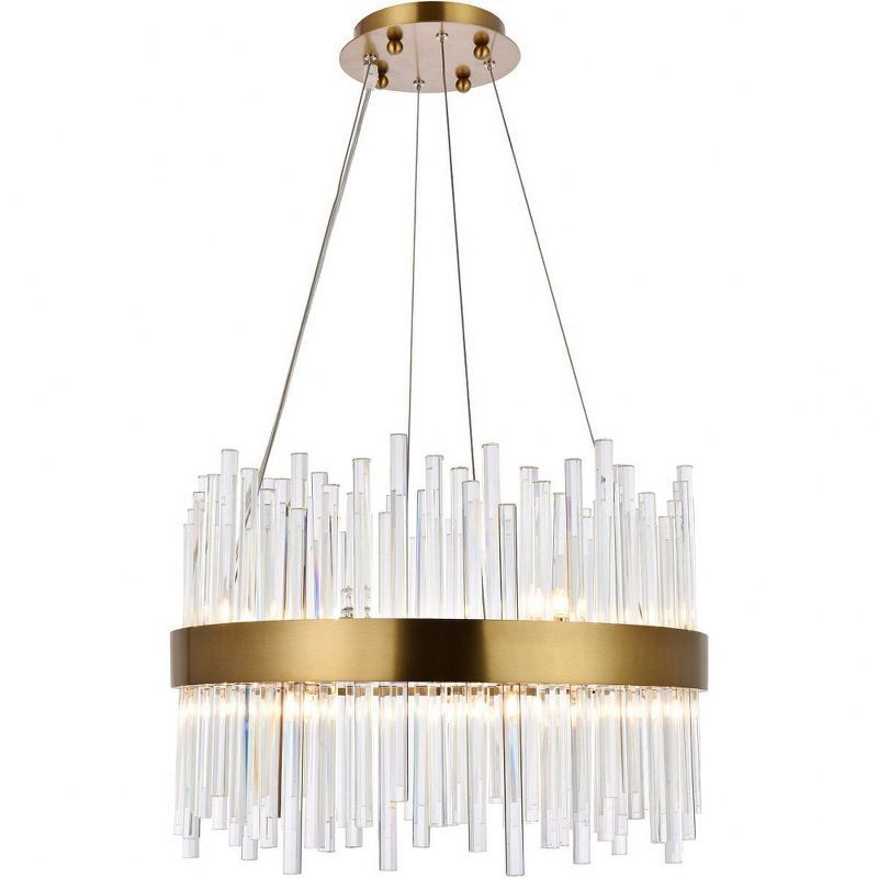 Dallas 14-Light Gold Chandelier with Clear Crystal Rods