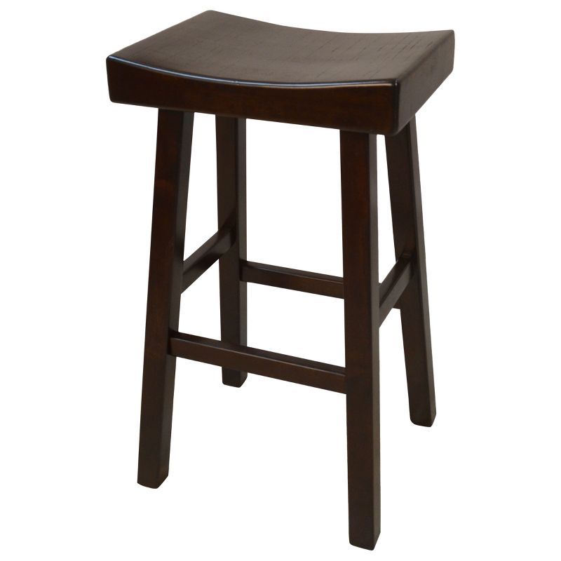 Colburn 33.5'' Espresso Solid Rubberwood Saddle Bar Stool