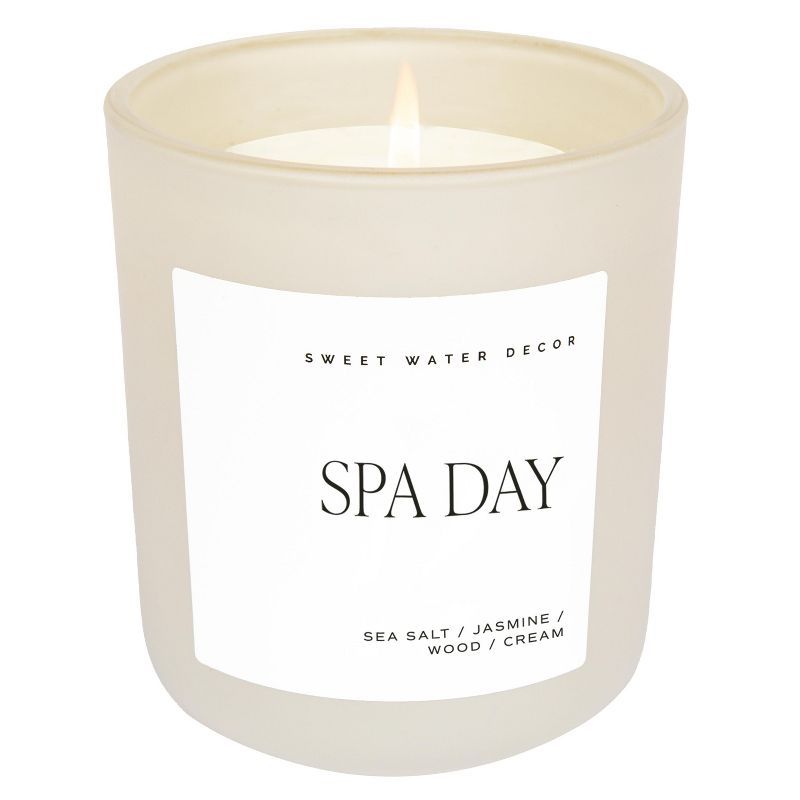 Spa Day Tan Matte Jar Soy Candle with Sea Salt and Jasmine