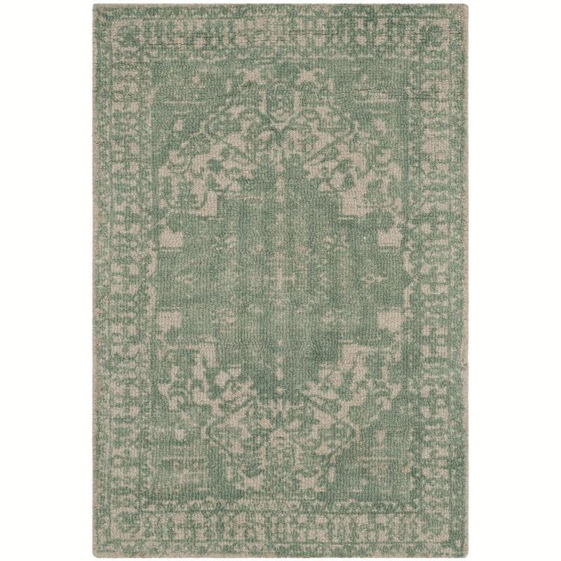 Mint and Ivory Hand-Tufted Wool Area Rug