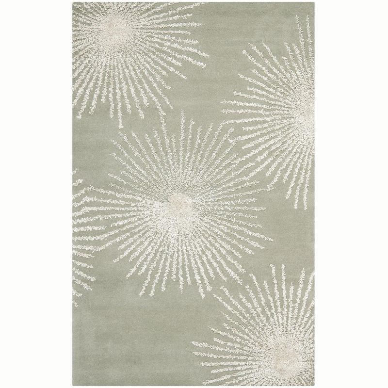 Hand-Tufted Grey/Ivory Wool & Viscose 6' x 9' Rectangular Area Rug