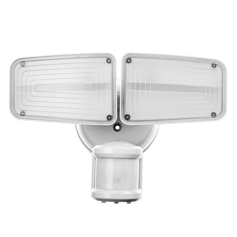 White Matte Aluminum Twin-Head LED Security Floodlight