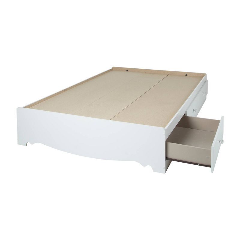 Full White Wood Frame Mates Bed with 3 Drawers