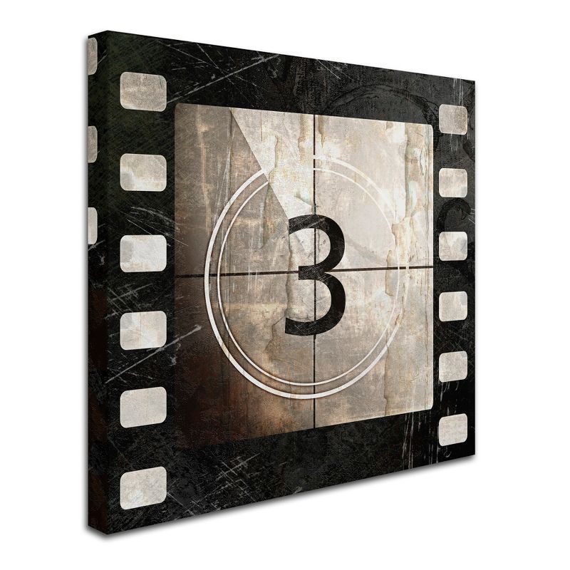 Vintage Countdown III 24"x24" Black and Beige Canvas Art