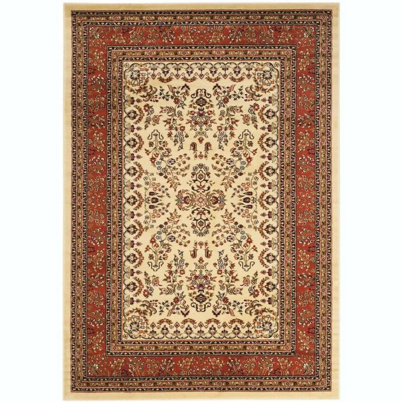 Ivory and Rust Safavid Style Synthetic Area Rug