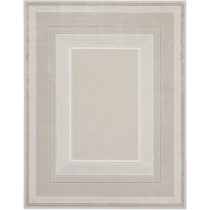 Ivory Geometric 8' x 10' Synthetic Rectangular Area Rug