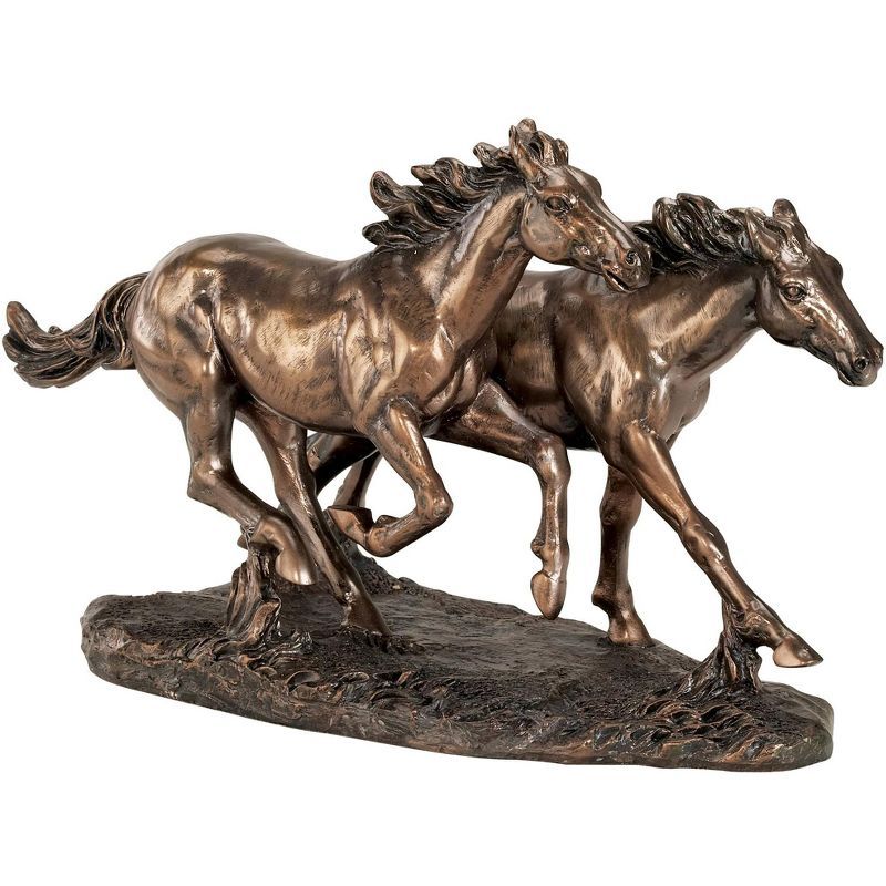 Bronze Resin Galloping Horses Tabletop Sculpture