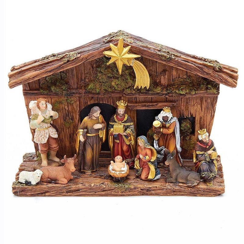 Kurt Adler 11-Piece Christmas Nativity Set with Stable