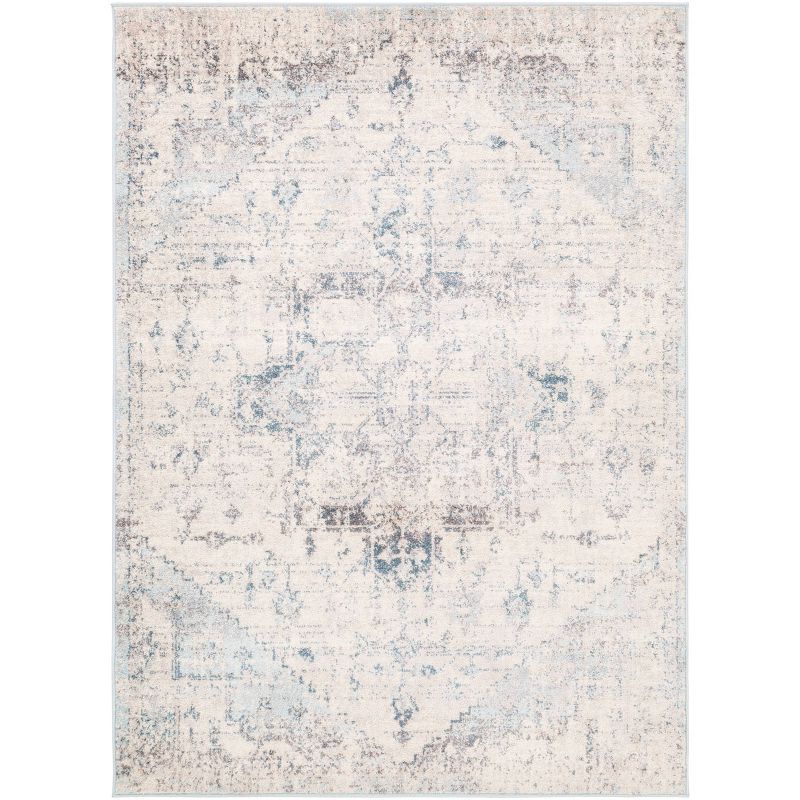 Elysian Blue Rectangular 6'7" x 9' Easy Care Area Rug