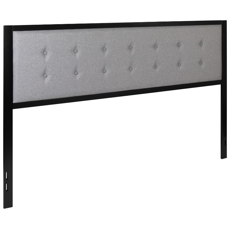 Bristol Light Gray Fabric Tufted King Size Metal Headboard