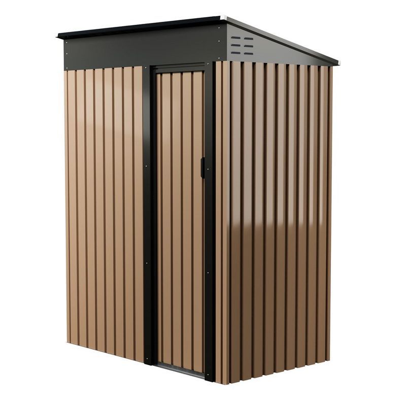 Brown Metal 5' x 3' Outdoor Storage Shed with Lock