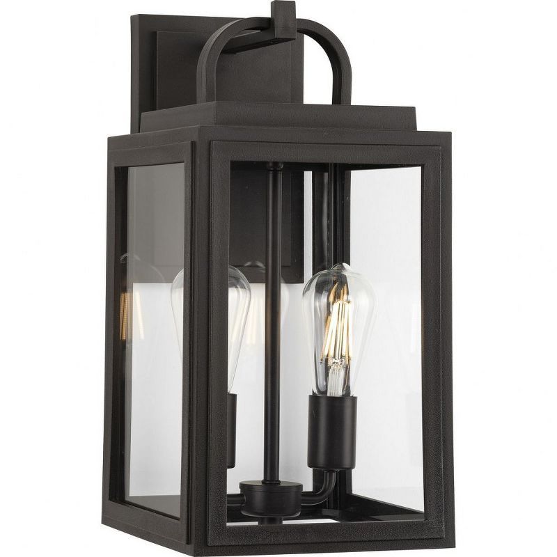 Antique Bronze Outdoor Lantern with Clear Glass Panels