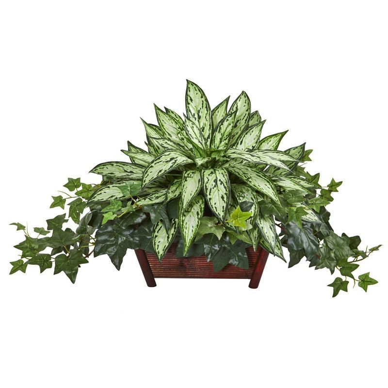 Elegant Silver Queen & Ivy 18" Artificial Potted Plant