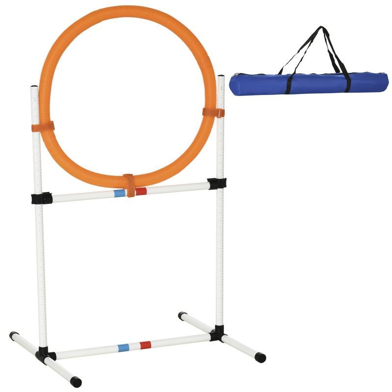 PawHut 2-in-1 Orange Dog Agility Tire Jump and Hurdle Bar