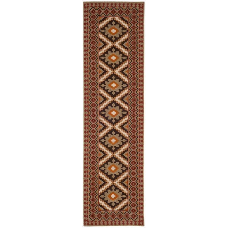 Veranda Red & Natural 27" Washable Synthetic Area Rug