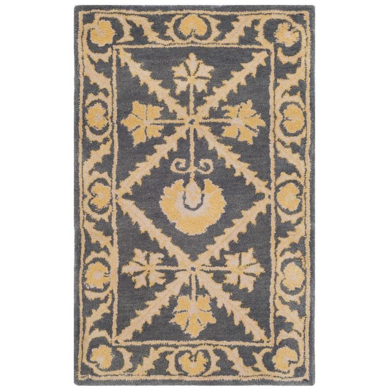 Bella Blue and Gold Hand-Tufted Wool Rug 2'-6" x 4'