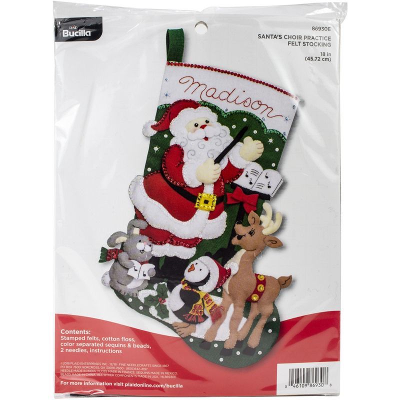 Santa's Choir Practice Felt Stocking Embroidery Kit, 18"