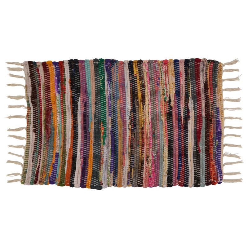 Multi-Colored Chindi Fabric Oblong Placemats, Set of 4