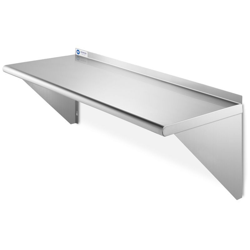 GRIDMANN 36" Stainless Steel Wall Mount Shelf with Backsplash