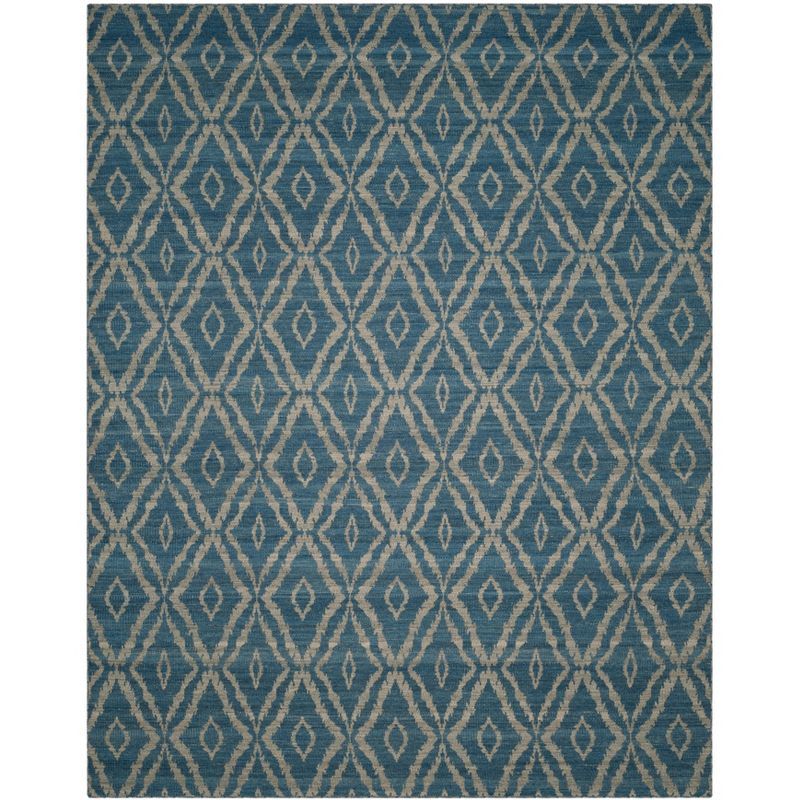 Bohemian Blue-Grey Wool 8' x 10' Hand-Woven Kilim Area Rug