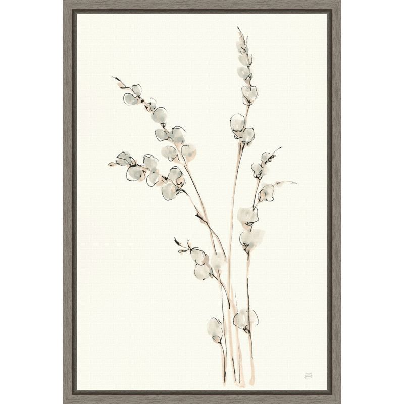 Willows IV Off-White and Gray Canvas Wall Art Print