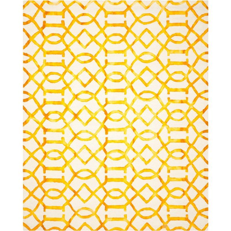 Ivory and Gold Hand-Tufted Wool 8' x 10' Rug